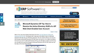 Microsoft Dynamics GP Tip: How to Resolve the ... - ERP Software Blog
