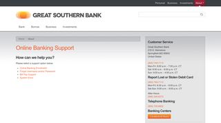 Great Southern Bank > Online Banking Support