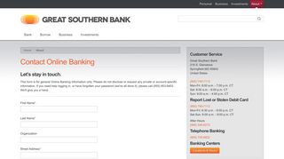 Contact Online Banking › Great Southern Bank