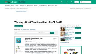 Warning - Great Vacations Club - Don'T Do iT! - Mexico Forum ...