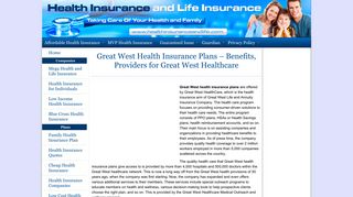 Great West Health Insurance Plans - Benefits, Providers for Great West ...