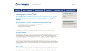 Great-West SecureFoundation ® Funds - Great-West Funds, Inc.