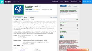 Great Western Bank Reviews: 27 User Ratings - WalletHub