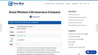 Great Western Life Insurance Company | True Blue Life Insurance