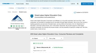 Top 208 Reviews and Complaints about Great Lakes Higher ...