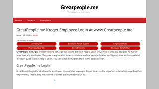 GreatPeople.me Kroger Employee Login at www.Greatpeople.me