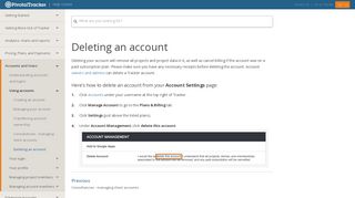 Deleting an account - Pivotal Tracker
