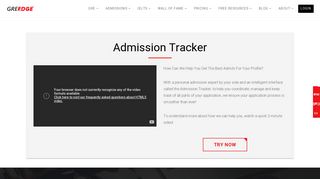Admission Tracker Demo for Top Admits - GREedge