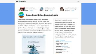 Green Bank Online Banking Login - CC Bank