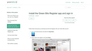 Install the Green Bits Register app and sign in – Help Center