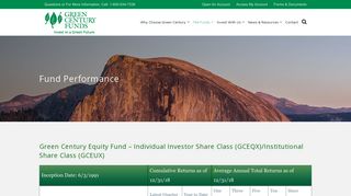Fund Performance – Green Century Funds