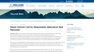 Green Century Capital Management Announces New President ...