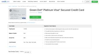 Green Dot® Platinum Visa® Secured Credit Card - Credit.com
