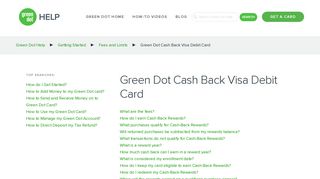 Green Dot Cash Back Visa Debit Card | Help | Green Dot Prepaid Cards