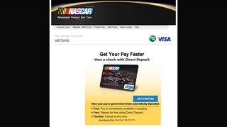 Direct Deposit | NASCAR Prepaid Visa Card | Green Dot