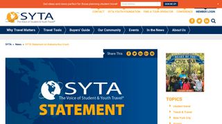 SYTA Statement on Alabama Bus Crash