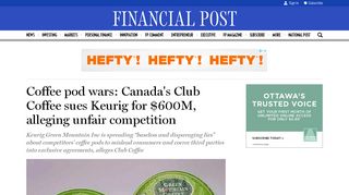 Coffee pod wars: Canada's Club Coffee sues Keurig for $600M ...