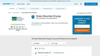 Top 47 Reviews and Complaints about Green Mountain Energy