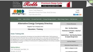 Alternative Energy Company - Green Training USA | AltEnergyMag