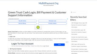 Green Trust Cash Login, Bill Payment & Customer Support Information