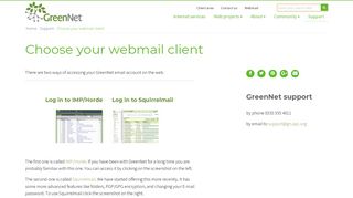 Choose your webmail client | GreenNet