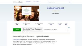 Pubpartners.net website. Greene King Pub Partners | Log-in to Extranet.