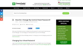 How Do I Change My Control Panel Password? - GreenGeeks®