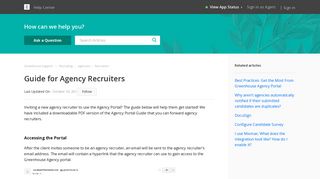 Guide for Agency Recruiters – Greenhouse Support