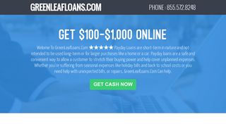 GreenLeafLoans.Com ® Greenleaf Loans Cash Up $1000