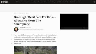 Greenlight Debit Card For Kids--Allowance Meets The Smartphone