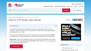 Claim a CTP Green Slip refund | Service NSW