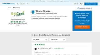 Top 34 Reviews and Complaints about Green Smoke