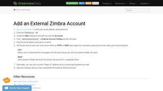 Add an External Zimbra Account to Webmail | Greenview Data