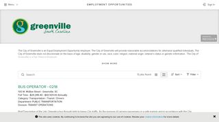 Job Opportunities | Sorted by Job Title ascending | . - City of Greenville