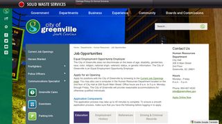 Job Opportunities | Greenville, SC - Official Website - City of Greenville