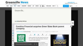 Carolina Financial acquires Greer State Bank parent company