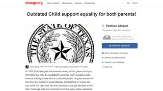 Petition · Greg Abbott: Outdated Child support equality for both parents ...