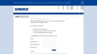 Registration with activation code :: GRENKE Customer Portal