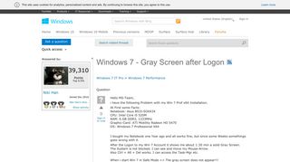 Windows 7 - Gray Screen after Logon - Microsoft
