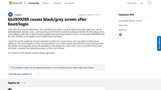 kb2809289 causes black/grey screen after boot/login - Microsoft ...