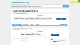 greyhound.skillport.com at WI. Registration/Login Form