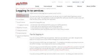 Logging in to services - myGriffith - Griffith University