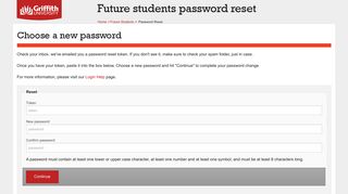 Future students password reset - Griffith University