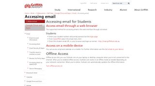 Accessing email - myGriffith - Griffith University