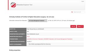 UK Access Management Federation - Metadata Explorer Tool - REFEDS