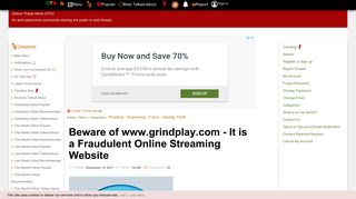 Beware of www.grindplay.com - It is a Fraudulent Online Streaming ...