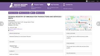 Georgia Registry of Immunization Transactions and Services / GRITS