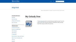 My Grizzly Den - Help Desk - Missouri State University-West Plains