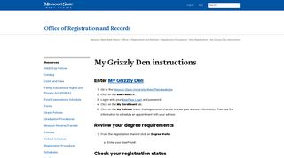 My Grizzly Den instructions - Office of Registration and Records ...