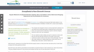 GroopDealz Is Now Eleventh Avenue | Business Wire